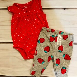 Carter’s strawberry sleevless top pants set